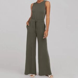 Olive Green (Palm) Sleeveless Jumpsuit